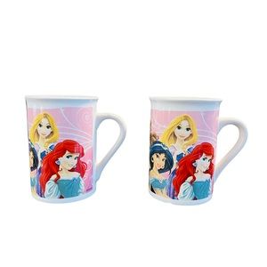 DISNEY MUGS Princess Ariel Belle Cinderella Aurora - Lot of 2 Mugs ~ 2014